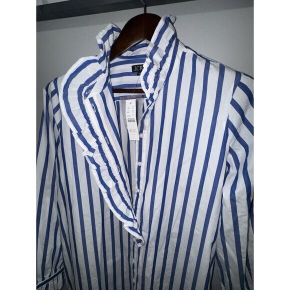 J Crew Dress Womens Cottage Shirt Dress Striped 100% Cotton Poplin NWT‎ Sz 10 - Picture 6 of 16